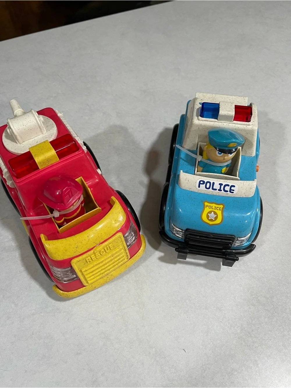 Kids Rescue & Police Toy Vehicle Set - Red & Blue